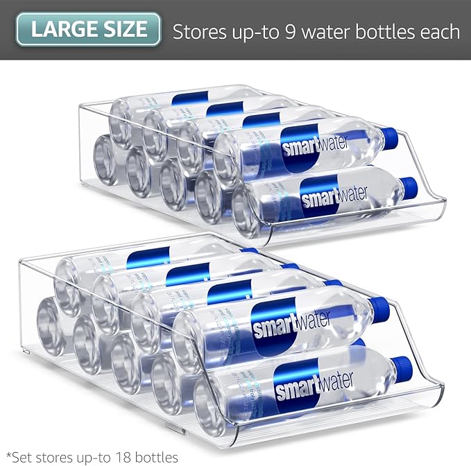 Sorbus 2-Pack Water Bottle & Can Organizer – Drink Holder for Refrigerator, Pantry, Kitchen Storage & Organization