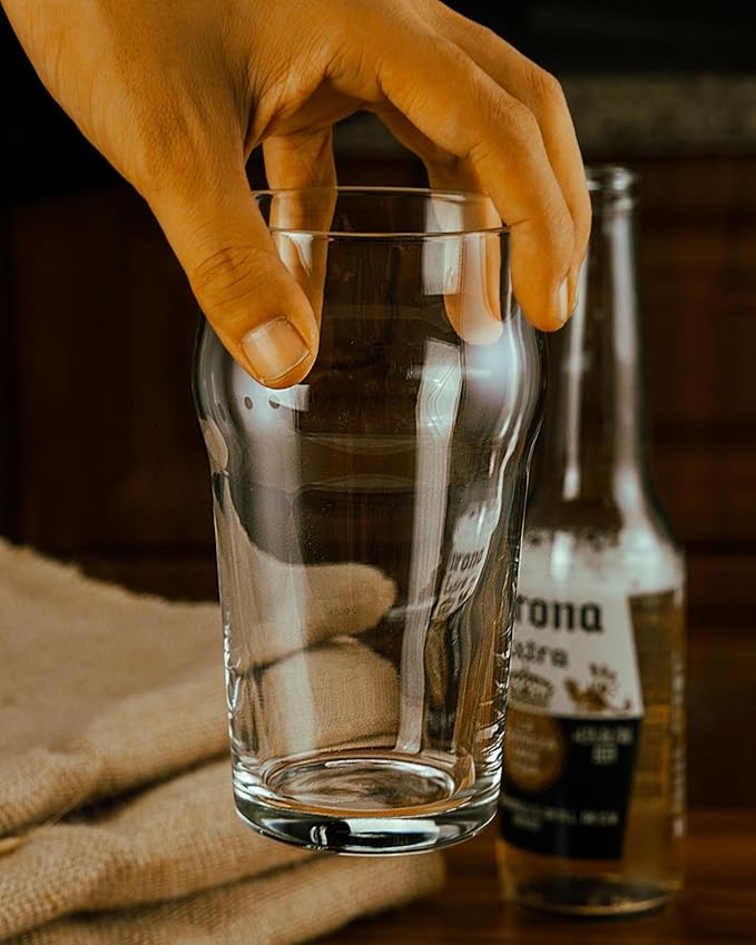 Pint Glasses,20oz British Beer Glass,Classics Craft Beer Glasses,Premium Beer Glasses Tumbler Set of 2, Pub Beer Glasses,Unique Design Beer Glasses Easy Stacking in The Cupboard