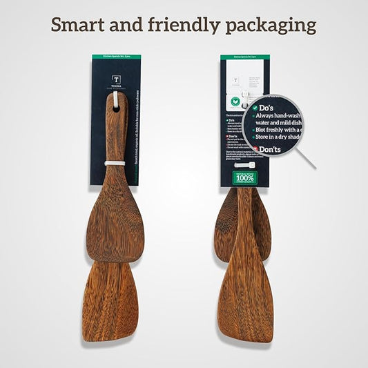 2PCs Wooden Spatula For Cooking, Natural Wenge Spatula For Non-stick Frying Pan, Wooden Spoons for Cooking Utensils Set, Wood Kitchen Utensils Set Spatulas for Kitchen Use Flipping&Turner Wok Spatulas