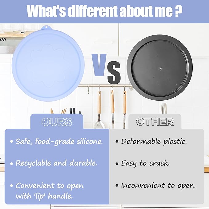 4 Cup Silicone Replacement Lids Storage Cover for Pyrex 7201-PC Glass Bowls (Container not Included) 4 Pack Microwave, Dishwasher and Freezer Safe