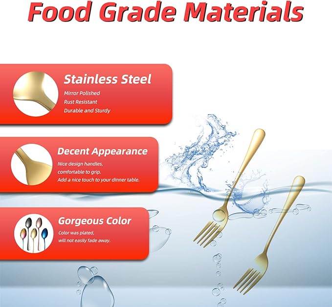 Gold Dinner Forks 16 Piece