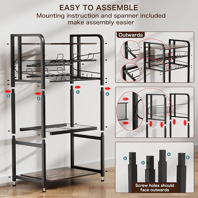 Kadolina Soda Can Organizer for Pantry, 5-Tier Storage Shelf, Kitchen Organizers and Storage, Multifunctional Snack Organizer Rack, Standing Can Rack for Pantry/Kitchen (Black)