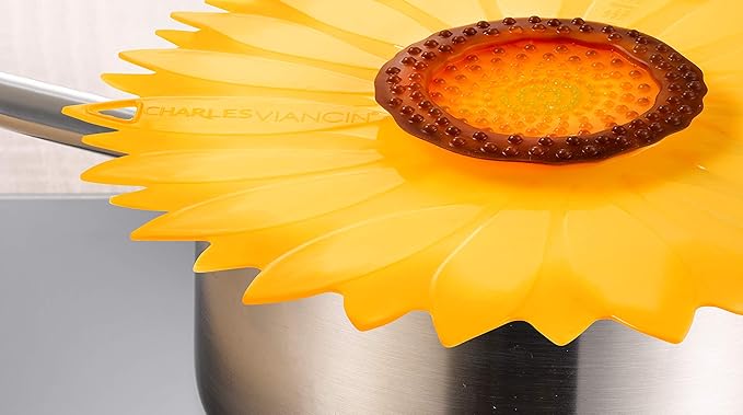 Charles Viancin - Sunflower Lid Gift-Box - Set of 4 Silicone Lids for Food Storage and Cooking - 11''/28cm + 9''/23cm + 6''/15cm + 4''/10cm - Airtight Seal on Any Smooth Rim Surface