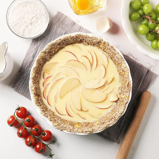 Sweejar Ceramic Pie Pan, 10 Inch Round Baking Dish, Non-Stick with Soft Wave Edge for Apple, Pumpkin, Pot Pies (Gradient Gray)