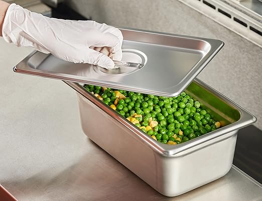 CURTA 6-Pack 1/4 Size Slotted Steam Table Pan Cover, Lid with Handle, NSF, Hotel & Catering Food Cover