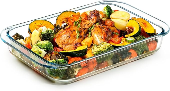 Clear Glass Baking Dish for Oven, Oblong Casserole Dish Rectangular Baking Pan Glass Bakeware,1 Piece (3.5L)