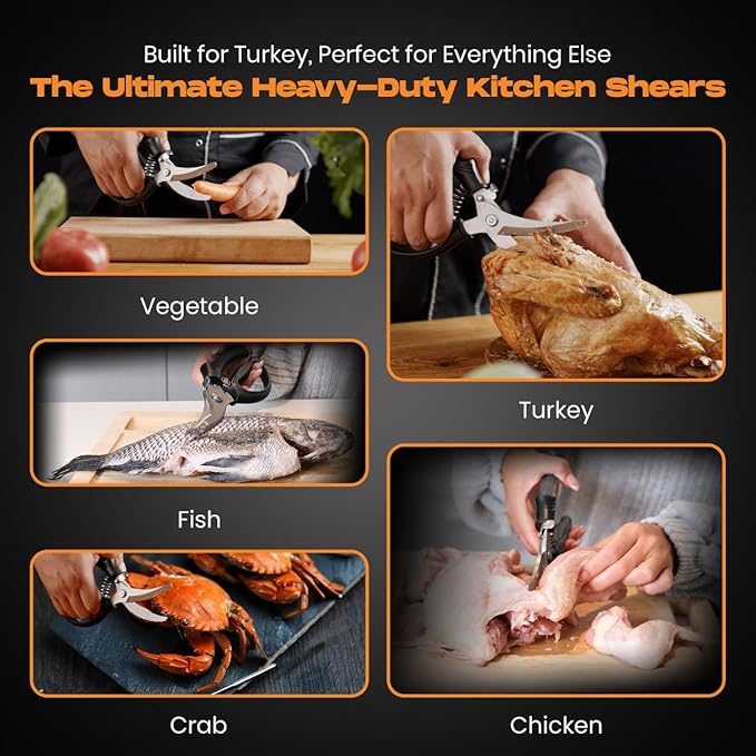 Poultry Shears, Kitchen Scissors for Food With Safety Lock, Kitchen Shears for Food, Meat Scissors, Bone Cutter, Chicken Cutter
