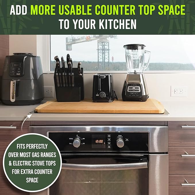 30 Inch Extra Large Cutting Board – 30 x 20 Bamboo Chopping Board - Wood Butcher Block Cutting Board, Oversized Carving and Charcuterie Board, Stovetop Cover for More Kitchen Counter Space