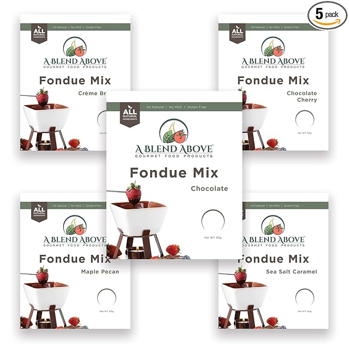 A Spice Above A Blend Above Fondue Mix, Best Sellers - Creme Brulee, Sea Salt Caramel, Maple Pecan, Chocolate Cherry, and Chocolate,2.12 Ounce (Pack of 5)
