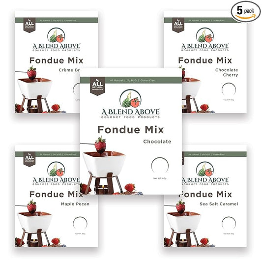 A Spice Above A Blend Above Fondue Mix, Best Sellers - Creme Brulee, Sea Salt Caramel, Maple Pecan, Chocolate Cherry, and Chocolate,2.12 Ounce (Pack of 5)