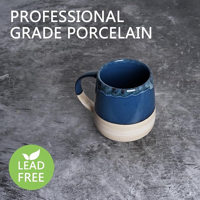 Bosmarlin Extra Large Ceramic Coffee Mug, 23 Oz, Dishwasher and Microwave Safe, Oversized Big Tea Cup, Reactive Glaze (Deep Blue)