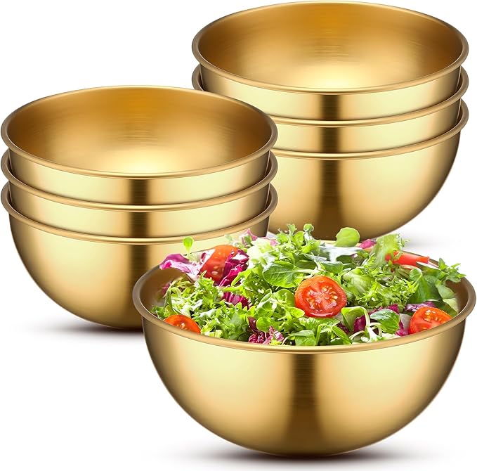 Nuogo 10 Pcs Stainless Steel Mixing Bowls Decorative Esthetician Bowls for Thanksgiving Christmas First Holy Communion Wedding Baking Prepping Serving Facial Salad Fruit Candy(4.7 Inch,Gold)