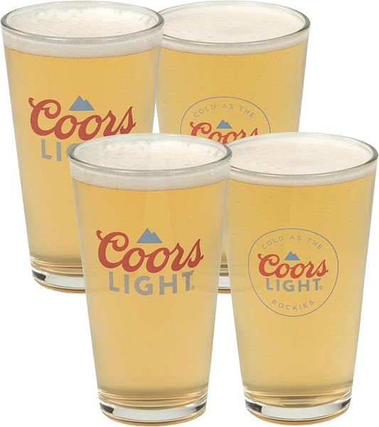 LORD'S ROCKS Coors Light Beer Glasses 16oz Pint Glass - Set of 4 Authentically Licensed Compatible
