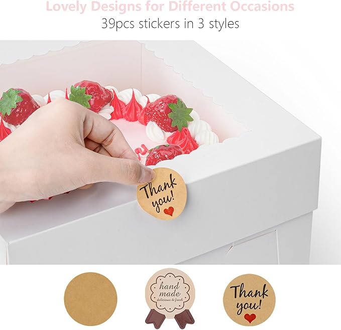 5 Pack Cake Boxes, 10x10x8 Inches Tall Cake Box with Cake Boards, White Bakery Boxes with Window, Disposable Cake Containers with Lids for Cake, Donuts, Pies, Cookies, Wedding, Birthday, Party