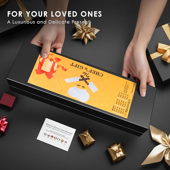 3 Pieces Chef Knife Set, Professional Japanese High Carbon Stainless Steel Kitchen Knife Set, Ultra Sharp Chef Knives Sets with Ergonomic Color Wooden Handle