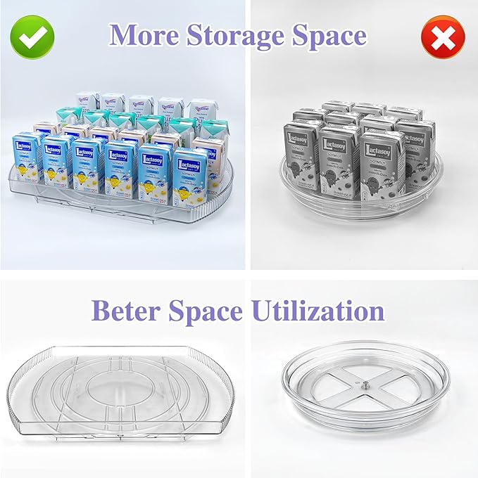 360° Rotating Lazy Susan Turntable - Multifunctional Rectangular Organizer 16.5" x 11.1" for Refrigerator, Cabinet, Pantry, and Kitchen Countertop (1 Pack)