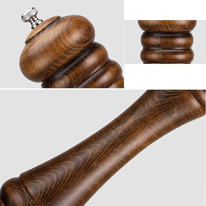 Salt and Pepper Grinder Wooden Salt and Pepper Mill Set Shakers with Stainless Steel,Adjustable Grinding Thickness-Pack of 2