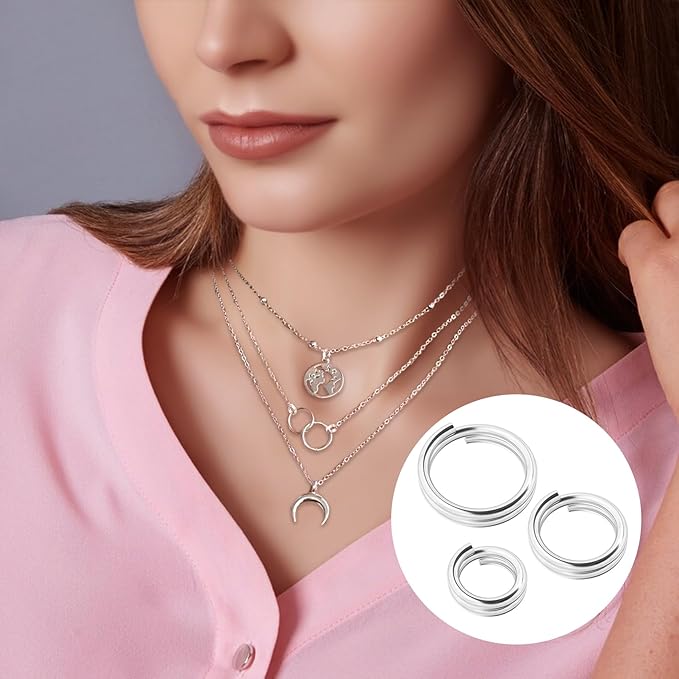 16pcs Jump Rings for Jewelry Making, 925 Sterling Silver Split Jump Ring, 3/4/5/6mm Small Key Rings Open Connector Closures for Necklace Bracelets Jewelry Marking