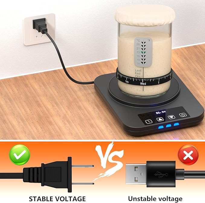 Sourdough Starter Warmer, Precise 1°F Thermostat Control (70-100°F) Sourdough Warming Mat, Smart Warming On/Off, 12-Hour Timer Sourdough Warmer(Wood Grain)
