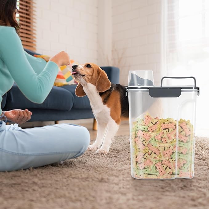 Cat Dog Food Storage Container,Pet food Container with Locking Lids Food Storage bin PBA-Free,For Pet food,Rice,cereals Storag (Dark Gray + Dark Green (5L-2Pack))