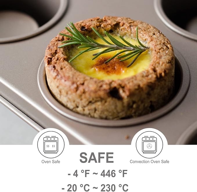 CHEFMADE Brownie Muffin Cake Pan,6-Cavity Non-Stick Bowl Pan Bakeware for Oven Baking (Champagne Gold)