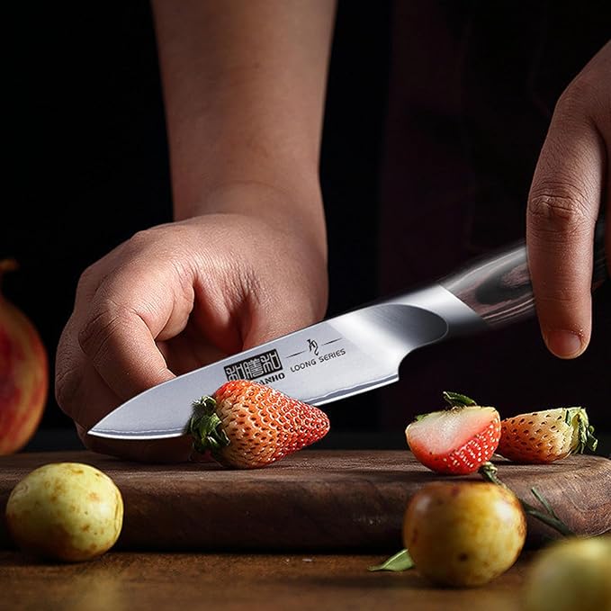3.75 inch Paring Knife, Japanese High Carbon Stainless Steel Small Kitchen Knives, Ultra Sharp Fruit Knife with Ergonomic Pakkawood Handle