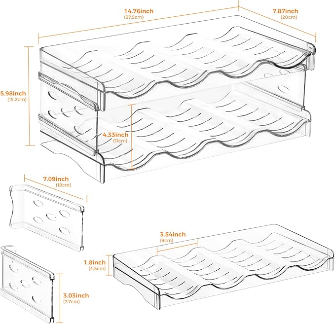 BoxedHome Plastic Water Bottle Organizer and Wine Rack Storage Holder for Inside Cabinet, Kitchen Countertop, Table Top, Pantry, Bars, Cabinets, Fridge - Clear (2 Tier 8 Containers)
