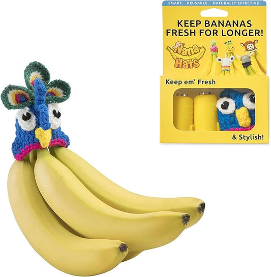 NANA HATS Banana Freshness Preserver, Keep Bananas Fresh Longer, Ideal for Organic Bananas, Innovative Banana Holder for Home Use, Extend Freshness of Your Fruit, AS SEEN ON SHARK TANK, Peacock