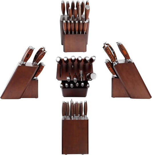MSY BIGSUNNY Knife Block Set 17-piece Knife Set with Wooden Block - German Steel Perfect Cutlery Set Gift