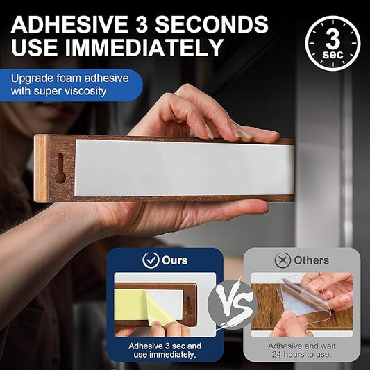 Magnetic Knife Strips, Magnetic Knife Holder for Wall 16 Inch, Acacia Wood Knife Magnetic Strip Use as Knife Bar, Knife Holder for Kitchen Utensil Organizer, Without hooks