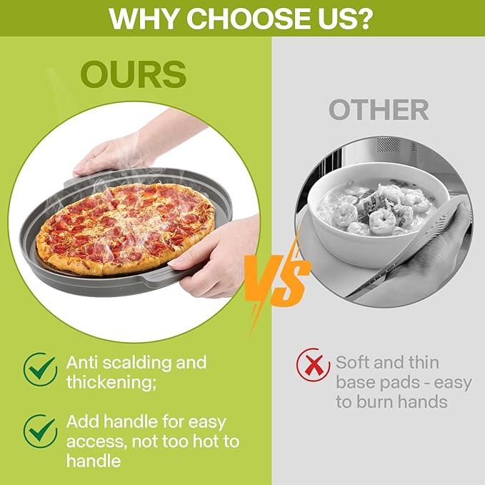 Microwave Splatter Cover for Food with Anti-scald Base Plate,Large Plastic & Silicone Vented Avoid Scalding Collapsible Guard Lid, Plate Holder & Kitchen Colander for Meal Prep-10.7 Inch (gray)