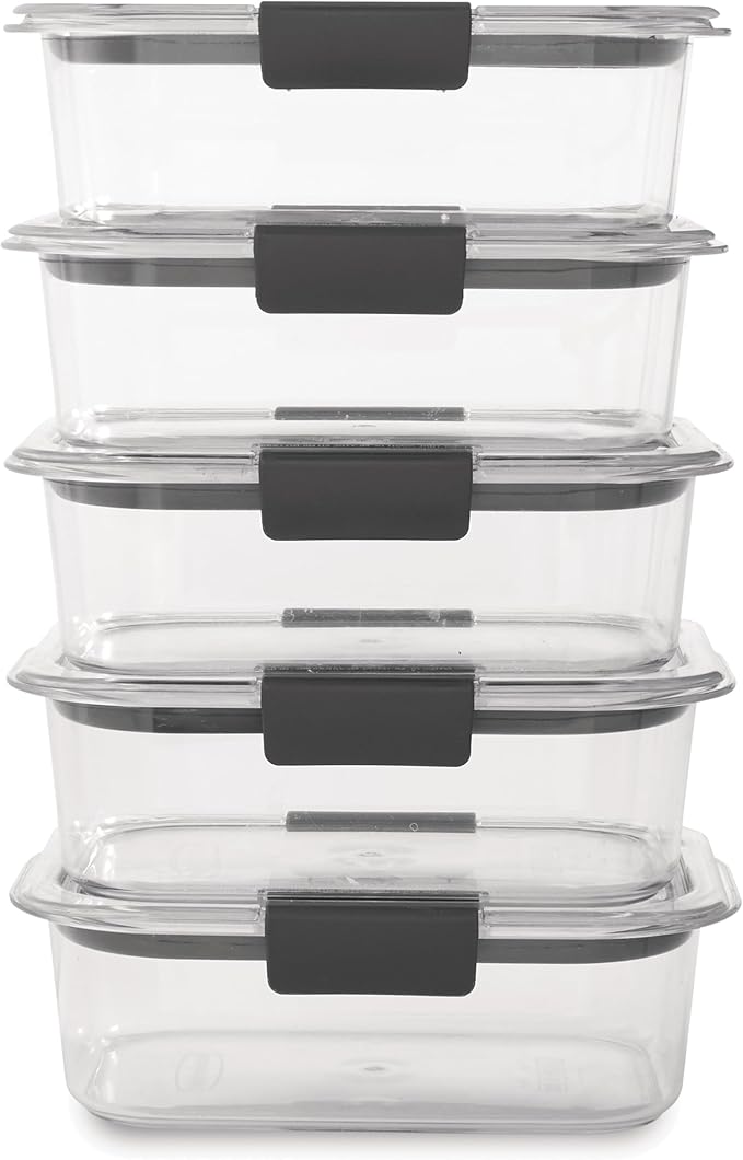 Rubbermaid Brilliance Food Storage Containers BPA Free Airtight Lids Ideal for Lunch Meal Prep & Leftovers Set of 5 (3.2 Cup)