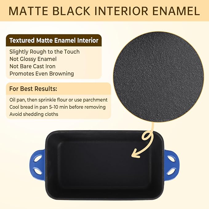 9x5 Enameled Cast Iron Loaf Pan with Lid - 2 in 1 Sourdough Bread Pan for Homemade Baking