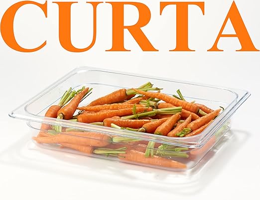 CURTA 6 Pack NSF Food Pans, Half Size 2 1/2 Inch Deep, Commercial Polycarbonate Plastic Clear Freezer-Safe