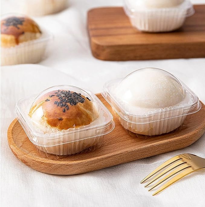 200 Pack Individual Cupcake Containers Thick Clear Dome Cupcake Holder Single Cupcake Container for Wedding Baby Shower Birthday Party Supply