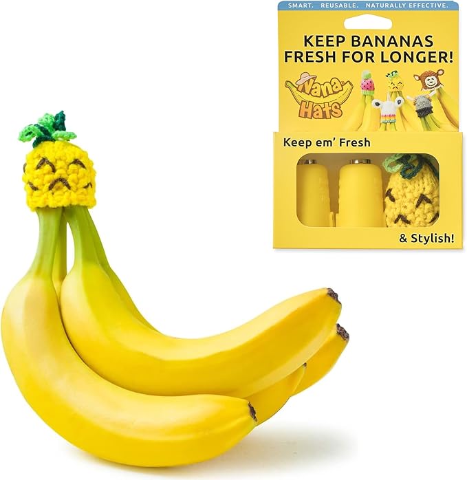 NANA HATS Banana Freshness Preserver, Keep Bananas Fresh Longer, Ideal for Organic Bananas, Innovative Banana Holder for Home Use, Extend Freshness of Your Fruit, AS SEEN ON SHARK TANK, Pineapple