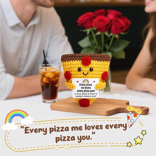 Romantic Gift For Couple Boyfriend Girlfriend Cute Handmade Crochet Pizza For Anniversary Valentine’s Day Love Gifts For Husband Wife Partner Small Birthday Gift Idea for Couples Pizza Decor