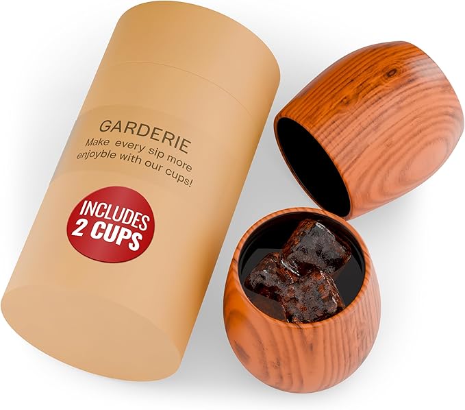 Premium pack Of 2 Charred Wooden Bourbon Glasses for Whiskey drinking old fashion Gifts Grail Men Groomsmen 50th Dad, Brother Birthday, Thanksgiving, Ideas for Him Who Have Everything