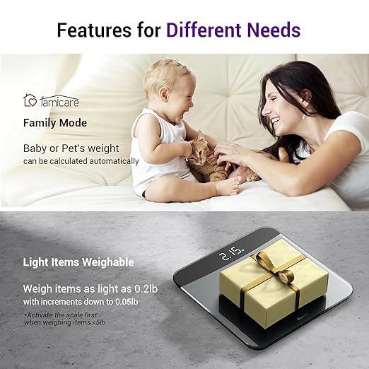 Bathroom Scales Digital Weight, Topnotch Quality 450lb Weight Scale, Most Accurate to 0.05lb, Automatic Weighing Scale for Body Weight, Baby, Pet, Larger LED, Sturdy and Durable Base Machine