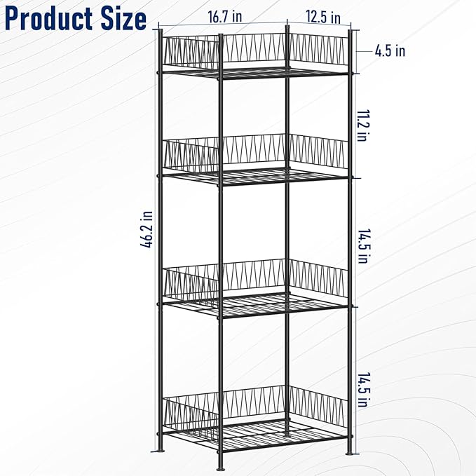 smusei Water Bottle Storage Rack 4 Tier Freestanding Floor Bottled Water Organizer Shelf Large Capacity Metal Beverage Soda Can Drink Holder Stand for Pantry Kitchen Living Room, Black