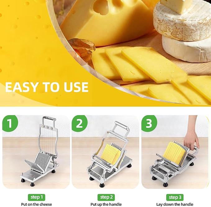 Commercial Cheese Slicer With Wire1 cm & 2 cm Cheese Cutter Butter Cutting Board Machine Aluminum Alloy Commercial Cheese Slicer with 316 Stainless Steel Wire Kitchen Cooking Baking Tool
