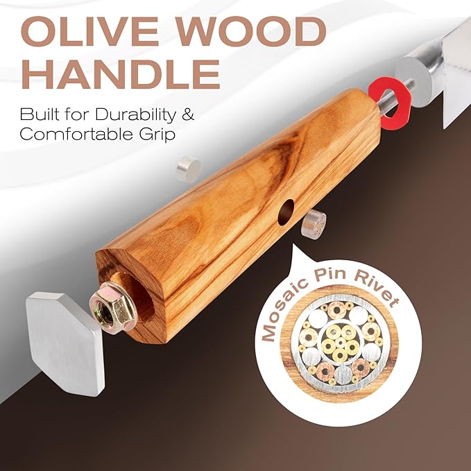 Carving Knife and Fork Set for Meat Turkey - Set of 2 with 9 inch Damascus Slicing Carving Knife and 6 inch Fork - Damascus VG10 Steel 67-Layer - Natural Olive Wood Handle- Exquisite Box