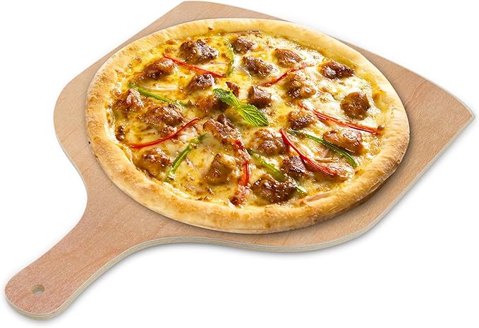 2 Pack Wooden Pizza Peel, 12 inch Large Pizza Paddle Set for Oven, Stone, Pan or Grill, Spatula for Baking Bread and Cake - Indoor & Outdoor