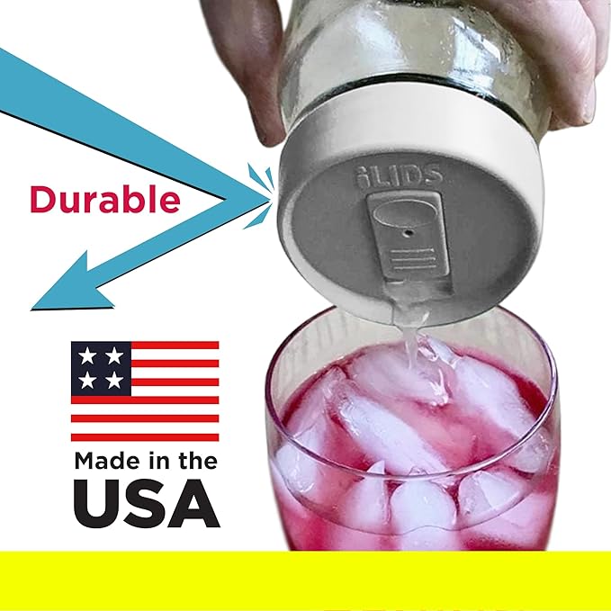 Mason Jar Drink Lid, Regular Mouth, White, Pack of 2