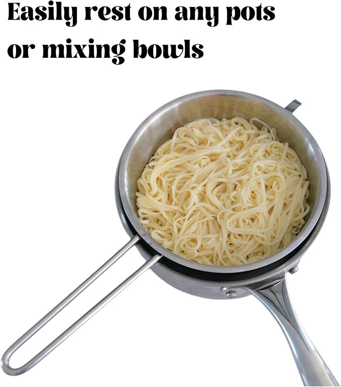 7-Inch Stainless Steel Strainer Colander with Handle, 1.5 Qt, Small, Ideal for Draining, Straining or Rinsing, Rivet-free Design, Easy to Clean