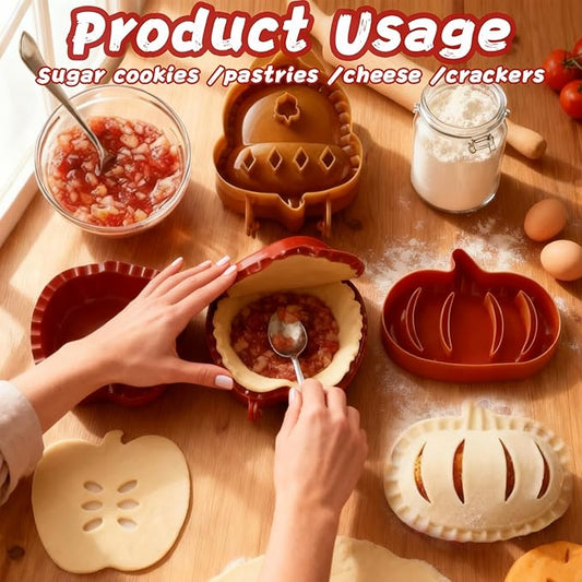 Holiday Mini Pie Mold, Christmas Dough Presser Pocket Pie Molds Fits,Party Food Apple Pie Mold, Party Potluck Hand Pie Molds, Pumpkin Cookie Cutters, for Festivals and Parties (3pcs)