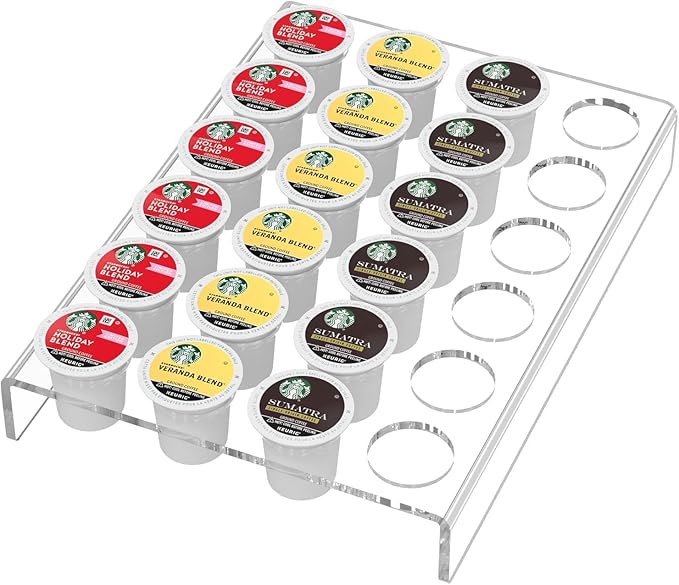 AITEE Acrylic K Cup Drawer Organizer, Clear K Cup Organizer Tray for Drawer or Countertop Storage, Hold 24 Coffee Capsules,K Cup Coffee Pod Holder for Office and Kitchen K Cup Storage (9.6x13.2Inches)