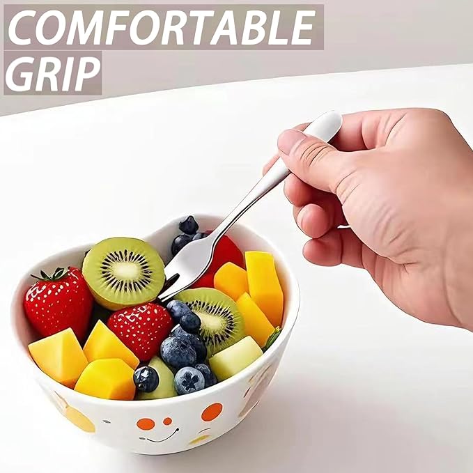 Crab Mini Stainless Steel Forks,Mafier 2 Prong Tasting Appetizer Forks Portable Cocktail Dessert Salad Seafood Fruit Forks for Party Travel,5.51 Inches (Set of 12)