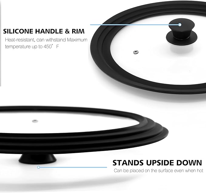 Anaeat Universal Pot Lid Replacement Knob - Heat Resistant Silicone Pan Lid Holding Handles, Soft Non-Slip Knobs for Kitchen Cookware Lid & Cover (Black)
