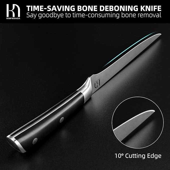 Boning Knife 6 inch for kitchen, Japanese Razor Sharp Fillet Knife High Carbon Stainless Steel, Professional Meat Cutting Knife with Ergonomic Handle, Time-saving Deboning Knife